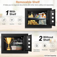 Mejasg 25L Safe, Fireproof & Waterproof, Small with Shelf, Ideal for Cash, Jewelry, Medicines, Documents.