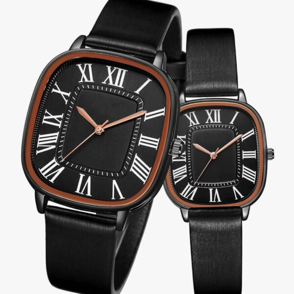 CIVO Paaruhr, Schwarz, Armbanduhr, Elegantes Leder, Quarz, Wasserdicht, Minimalistisch, Geschenk für Paare.