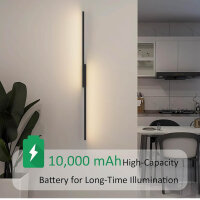 AIPSUN Wireless LED-Wandlampe, 10.000 mAh, 6 W, Schwarz, 100 cm, moderne Wandlampe mit Fernbedienung, drei Farbtemperaturen.