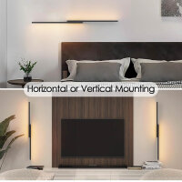 AIPSUN Wireless LED-Wandlampe, 10.000 mAh, 6 W, Schwarz, 100 cm, moderne Wandlampe mit Fernbedienung, drei Farbtemperaturen.