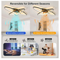 LED ceiling fan 65W, dimmable, app & remote control, 6 speeds, quiet, ideal for living room & bedroom.