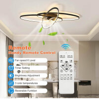 LED ceiling fan 65W, dimmable, app & remote control, 6 speeds, quiet, ideal for living room & bedroom.
