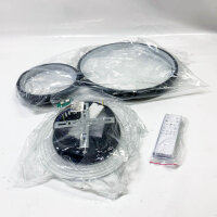 Modern LED ceiling light, dimmable, 5 rings, remote control, acrylic ring, ideal for living room and bedroom (black).