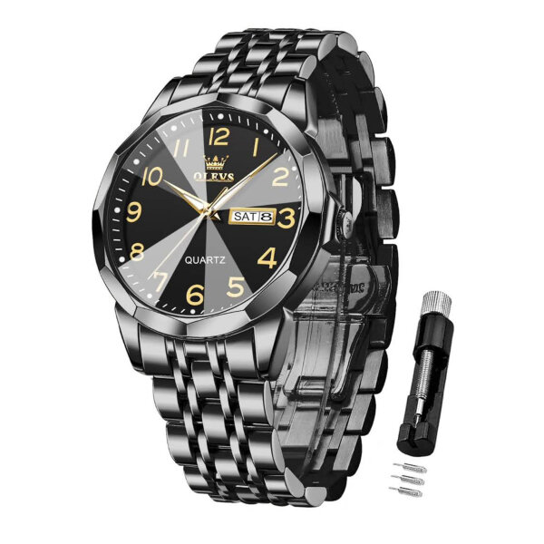 OLEVS Mens Watch, Model No. not available, Analog-Digital, Stainless Steel, Waterproof, Luminous, Date, Luxury, Gift.