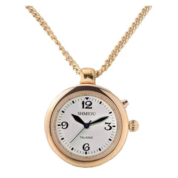 Shmiou French Watch for Women, Gold Pendant, Round Bezel, Strong Alarm Clock, Ideal for Elderly.