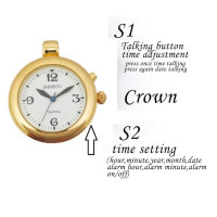 Shmiou French Watch for Women, Gold Pendant, Round Bezel, Strong Alarm Clock, Ideal for Elderly.