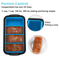 Silicone freezer containers, 2 pack, extra large freezer tray, blue, for soup, broth, sauce, ice cubes, 4 large servings.