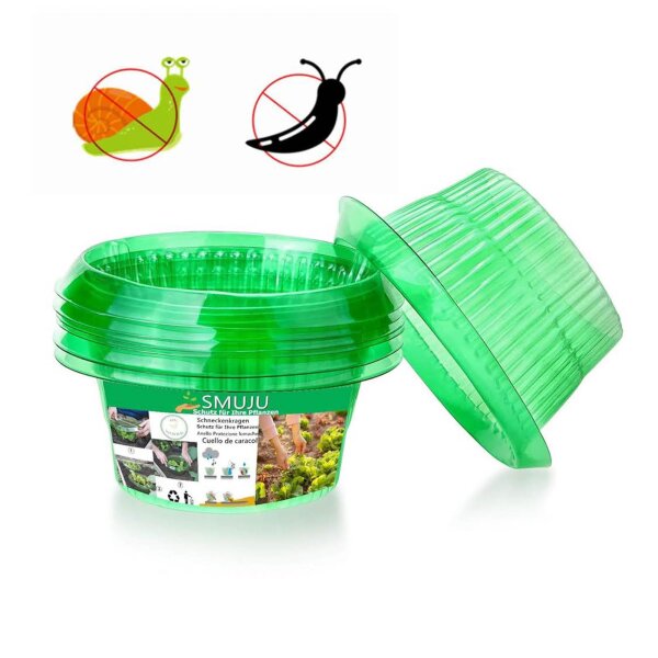 SMUJU 12 pieces, protective collar, anti-snail, Ø 24 cm, green, protects lettuce and cabbage plants from animal damage.