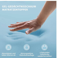 Degrees of Comfort Topper 140x190cm, 10cm Höhe, Gel Memory Foam, atmungsaktiver Bezug, H3&H4, rutschfeste Unterseite.