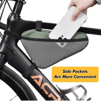ACRUNU triangle bag, 1.5L, bicycle bag, waterproof, with bicycle bell, for 22-24mm frames, ideal for mountain bikes and road bikes.