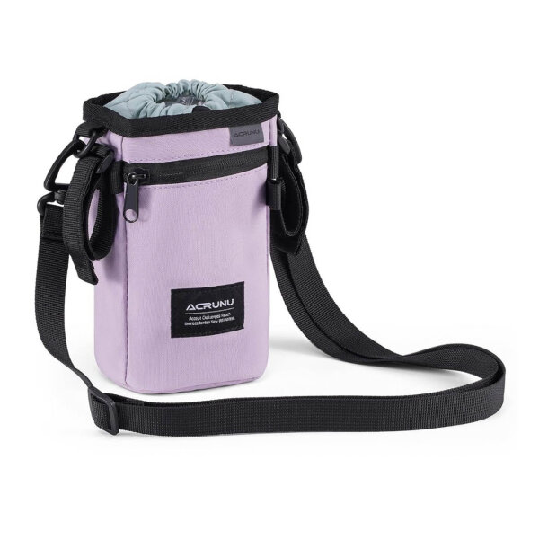 ACRUNU bicycle bottle bag, handlebar bag, without screws, insulated, purple, ideal for cup holder.