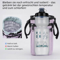 ACRUNU bicycle bottle bag, handlebar bag, without screws, insulated, purple, ideal for cup holder.