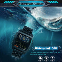 North Edge Männeruhr, Modell: Cyber Tank, Digitale Sportuhr, Retro-Design, 50m wasserdicht, Metallgehäuse, ideal für aktive Männer.