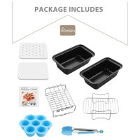 HOMGEN Air Fryer Zubehör, 6-teilig, Heißluftfritteuse, für Ninja Foodi AF400EU/AF300EU, 8L-9.5L, Grillrost, Backpapier.