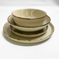Stoneware tableware set 24 pieces for 6 people, high-quality country house style, beige, including bowls and plates, Pure Living.