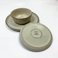 Rustic stoneware tableware set 36 pieces for 12 people, high-quality table service in country house style, beige, ideal for festive occasions.