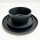 Stoneware tableware set Manhattan 24 pieces, urban table service for 8 people, matt black, stylish bowl and plate set.