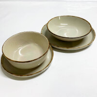 Pure Living 24-piece stoneware porcelain set for 6 people – rustic design, dishwasher safe, plates and bowls.