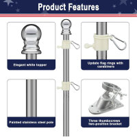 Harms flag 1.5 m, aluminum kit, stainless steel flag for garden, outdoors, roof, walls, courtyard, versatile.