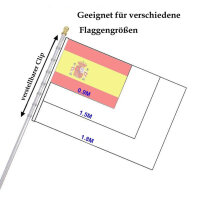 Harms Auktion, 1,8 m, Flaggenauktionskit, spanische Flagge, Aluminiumunterstützung, Edelstahlstange, für Garten, Außen- und Innenbereich.