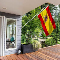 Harms Auktion, 1,8 m, Flaggenauktionskit, spanische Flagge, Aluminiumunterstützung, Edelstahlstange, für Garten, Außen- und Innenbereich.