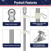 Harms Auktion, 1,8 m, Flaggenauktionskit, spanische Flagge, Aluminiumunterstützung, Edelstahlstange, für Garten, Außen- und Innenbereich.