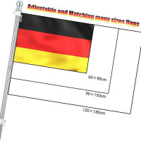 HARRMS flagpole 1.8m, stainless steel, flagpole kit, robust for garden, outdoor use, including German flag, aluminum bracket.
