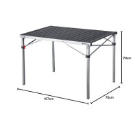 KingCamp Klapptisch, 107x70 cm, Campingtisch, Aluminiumrahmen, faltbar, bis 80 kg, für 4-6 Personen, inkl. Tragetasche, Silber