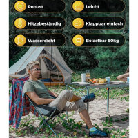 KingCamp Klapptisch, 107x70 cm, Campingtisch, Aluminiumrahmen, faltbar, bis 80 kg, für 4-6 Personen, inkl. Tragetasche, Silber