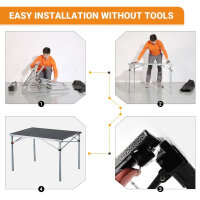 KingCamp Klapptisch, 107x70 cm, Campingtisch, Aluminiumrahmen, faltbar, bis 80 kg, für 4-6 Personen, inkl. Tragetasche, Silber