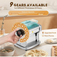 CGOLDENWALL Pasta Machine, Electric, 135W, Stainless Steel, 9 Thicknesses, 4 Blades, for Macaroni/Spaghetti/Lasagna/Ravioli/Dumplings, Used.