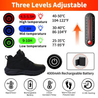 NBUABX Heated Shoes, Size 42, Electric, 3 Heat Settings, 4000mAh Battery, Ideal for Winter, Hunting, Skiing.