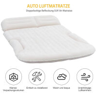 KMZ car mattress, double-sided air mattress, 2 pillows, thickened flocking, beige/coffee, ideal for the trunk and back seat.