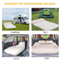 KMZ car mattress, double-sided air mattress, 2 pillows, thickened flocking, beige/coffee, ideal for the trunk and back seat.