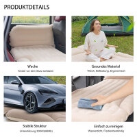 KMZ car mattress, double-sided air mattress, 2 pillows, thickened flocking, beige/coffee, ideal for the trunk and back seat.