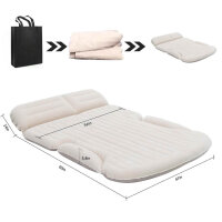 KMZ car mattress, double-sided air mattress, 2 pillows, thickened flocking, beige/coffee, ideal for the trunk and back seat.