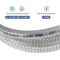 Sourcing Map, 15/32", Hochdruck PVC-Schlauch, 24,6ft, chemikalienbeständig, verstärkt, klar, ideal für Saugrohre.
