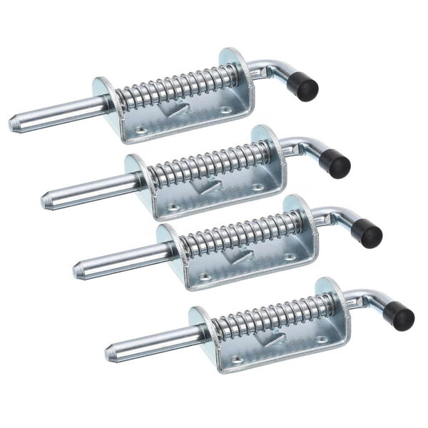 Sourcing Map Deadbolt Lock 10x145mm Carbon Steel Zinc Plated 4pcs Spring Loaded Gate Latch Pin for Sliding Doors Silver.