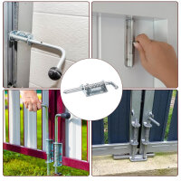 Sourcing Map Riegelschloss 10x135mm, Karbonstahl, verzinkt, federbelastet, für Schiebetüren, Anhängertüren, Silber. 4 Stück.