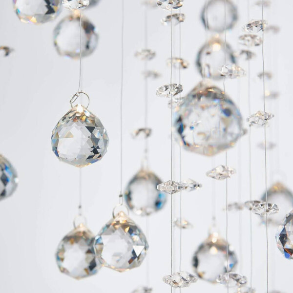 BESTIER Kristall Kronleuchter, Pendelleuchte, 8 GU10 LED, Durchmesser 55cm, Höhe 120cm, modern, für Esszimmer, Badezimmer, mit Kratzern.