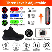 NBUABX Heated Shoes, 4000mAh Battery, 3 Heat Settings, Electric, Ideal for Winter, Hunting, Skiing, Camping, Riding, Black.