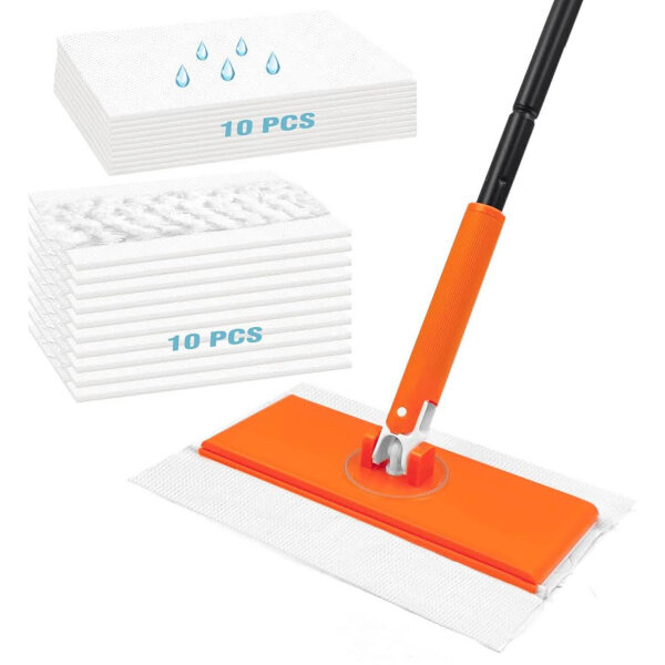JEHONN Bodenwischer, Nass, Wet Dry Starterset, 10 feuchte & 10 trockene Wischtücher, ideal für Swiffer Pads.