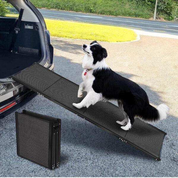 Fasnati car ramp 180x50 cm, foldable, up to 70 kg, non-slip surface, lightweight aluminum frame, ideal for SUVs and large dogs.