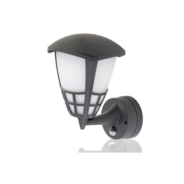 HUBER LED Wandlampe E27, Außenleuchte mit Bewegungsmelder 140°, IP54, anthrazit, energieeffizient, vielseitig einsetzbar.