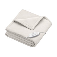 Sanitas SHD 70 heated blanket, extra soft, 6 temperature settings, 180x130 cm, light grey, ideal for cozy warmth.