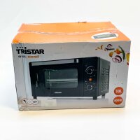 Tristar Mini-Backofen OV-3615, 800 W, 10 L, Timer, Doppelglastür, bis 230°C, ideal zum Campen, Grillen, Backen, kompakt, schwarz.