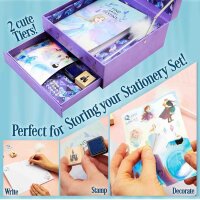 Disney Frozen diary set, notebook, scrapbook accessories, purple, including pens and stickers, ideal for creative girls.