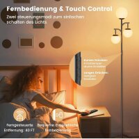 SIBRILLE floor lamp 3-Globe, 32W, LED, rotatable, remote control, touch control, dimmable, 4 color temperatures, for living room and office.