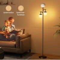 SIBRILLE floor lamp 3-Globe, 32W, LED, rotatable, remote control, touch control, dimmable, 4 color temperatures, for living room and office.
