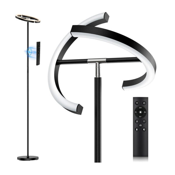 SIBRILLE Stehlampe 20W, LED Dimmbar, Schwarz, Modern, 1300LM, Warmweiß/Kaltweiß, mit Fernbedienung, Touch-Funktion, für Büro und Wohnzimmer.